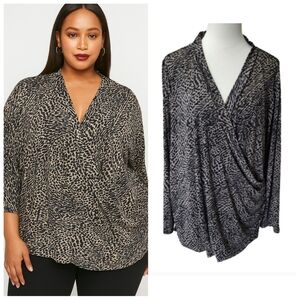 Apt. 9 plus size black and tan faux wrap blouse women's plus size 1X